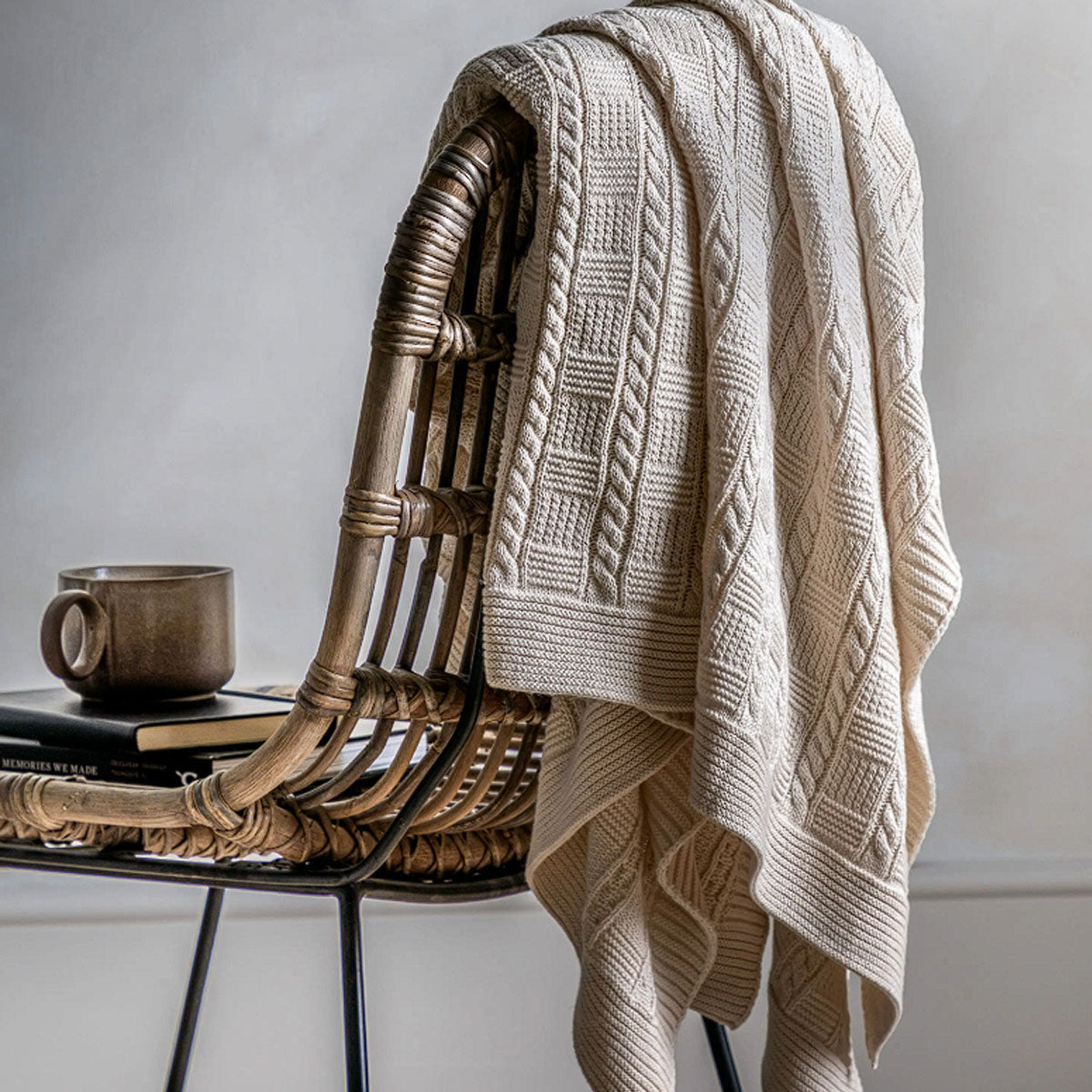 Gallery Direct Cotton Cable Throw Cream