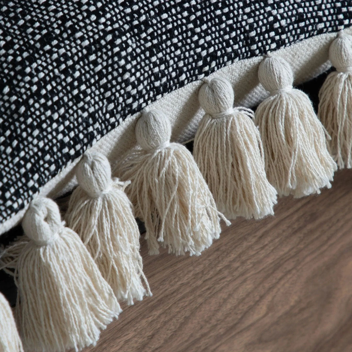Gallery Direct Woven Cushion with Tassels Black
