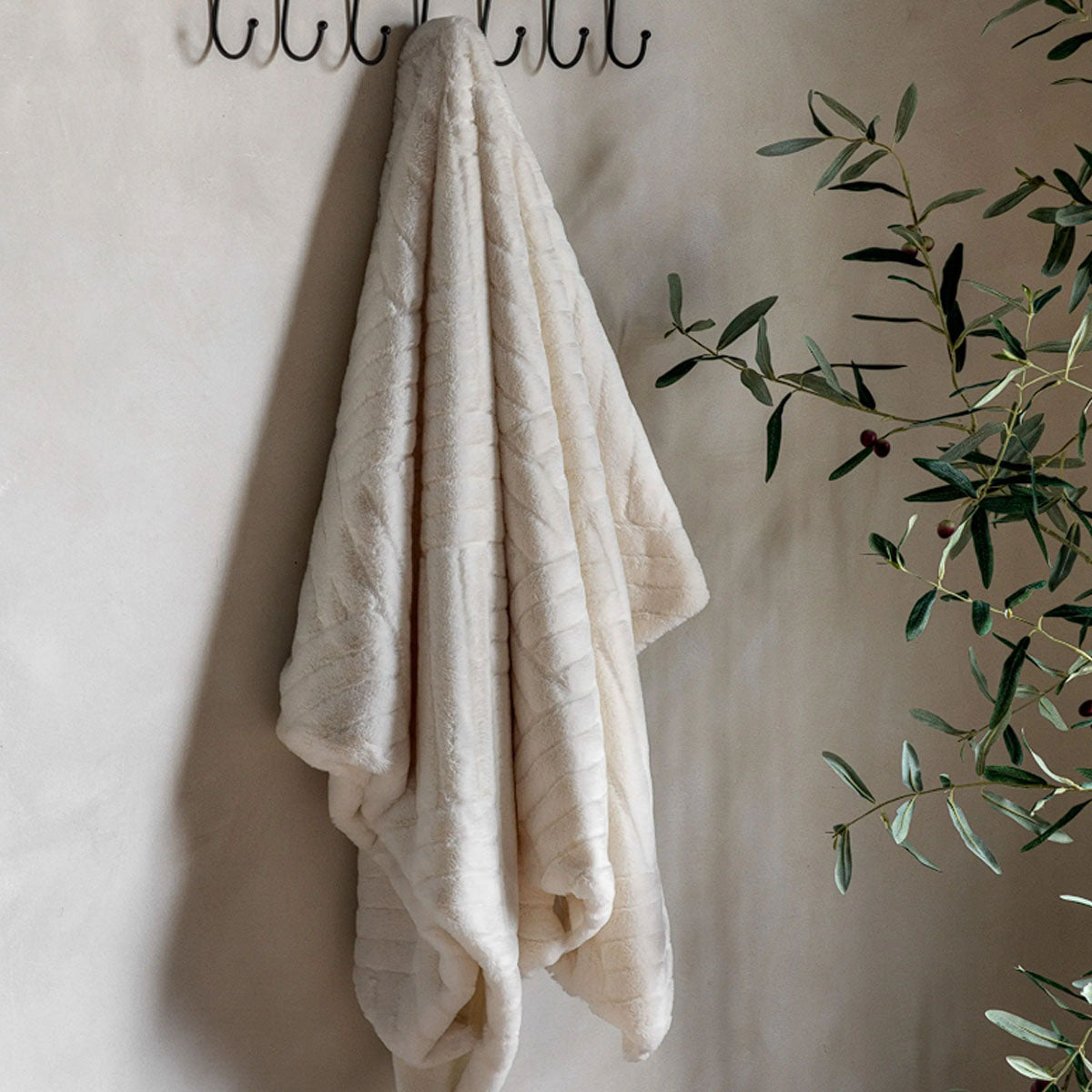 Gallery Direct Block Rabbit Faux Fur Throw
