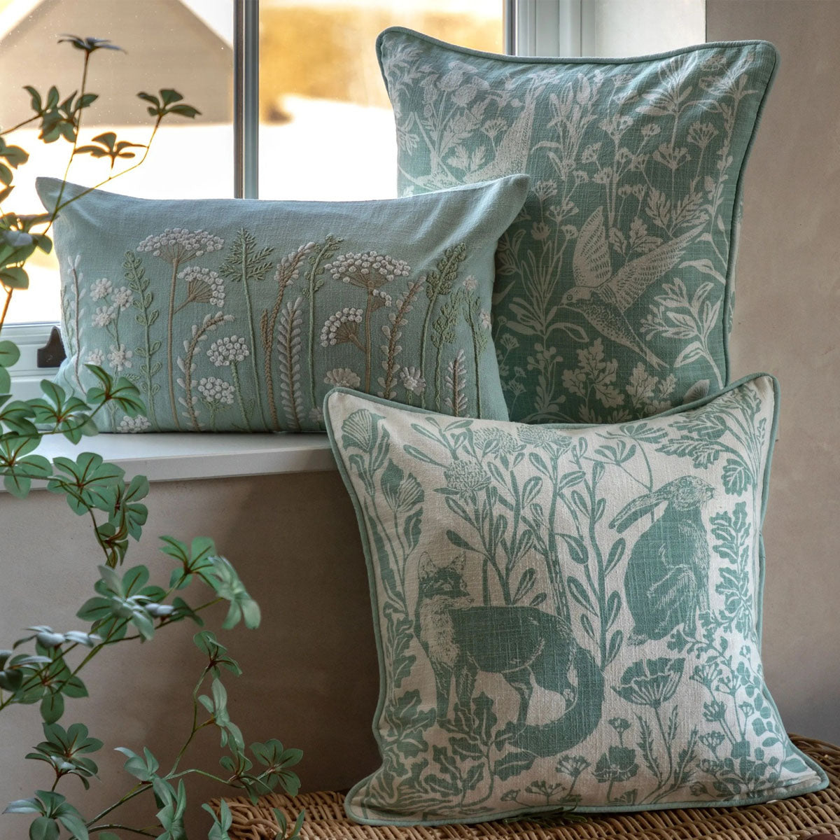 Gallery Direct Rosley Birds Cushion Duck Egg