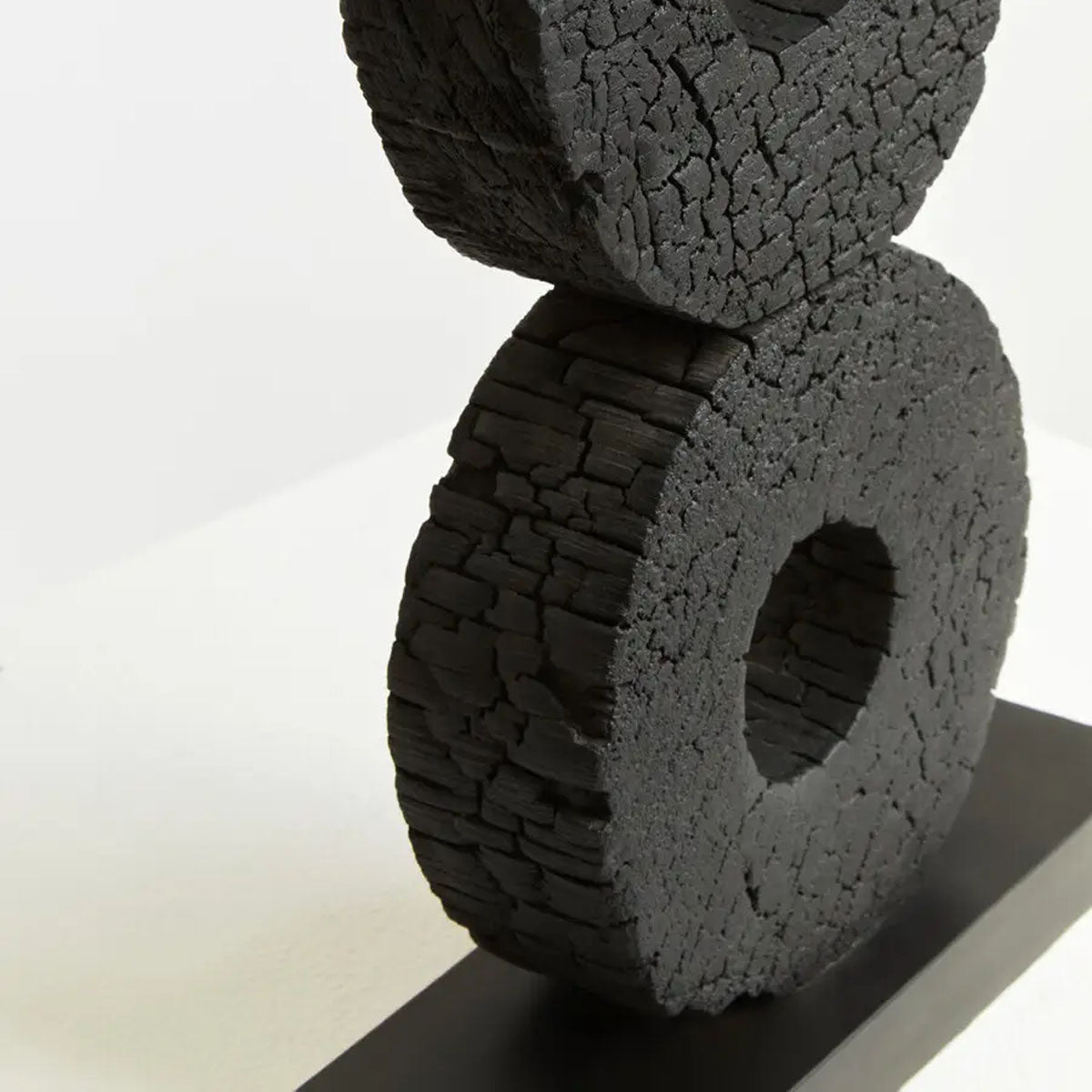 Beaumonde Home Fidel Large Charred Black Mango Wood Log Candle Holder