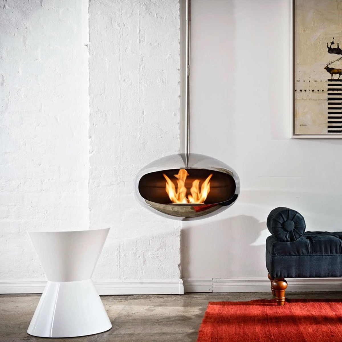 Cocoon Fires Aeris - Polished Steel with a Steel Pole