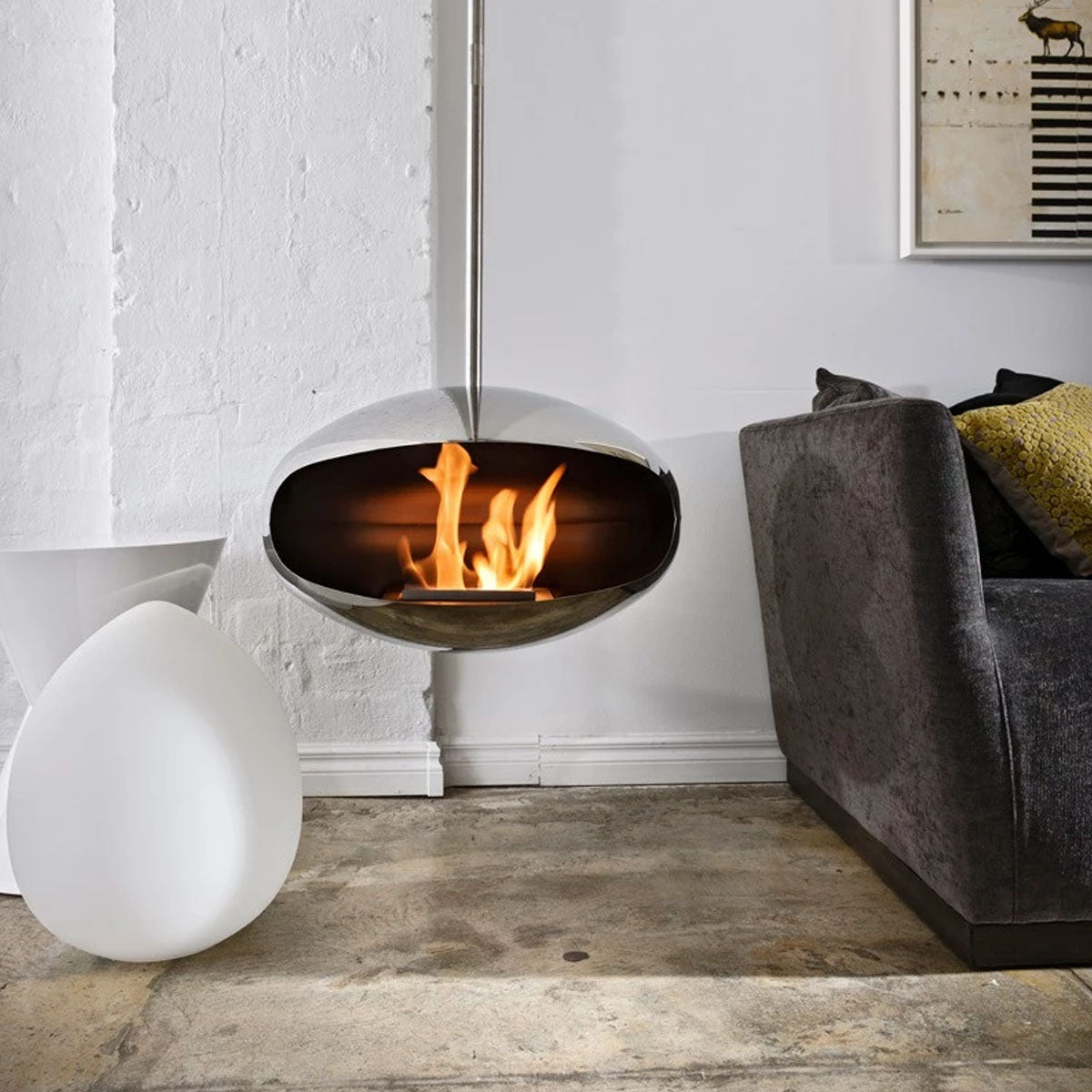 Cocoon Fires Aeris - Polished Steel with a Steel Pole
