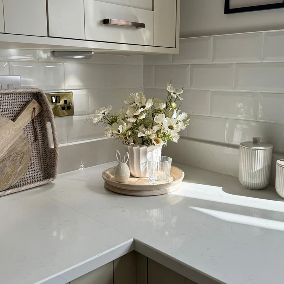 Ivyline Padstow White Wash Wooden Candle Tray
