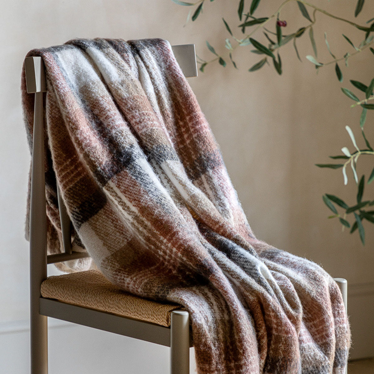 Gallery Direct Check Faux Mohair Throw