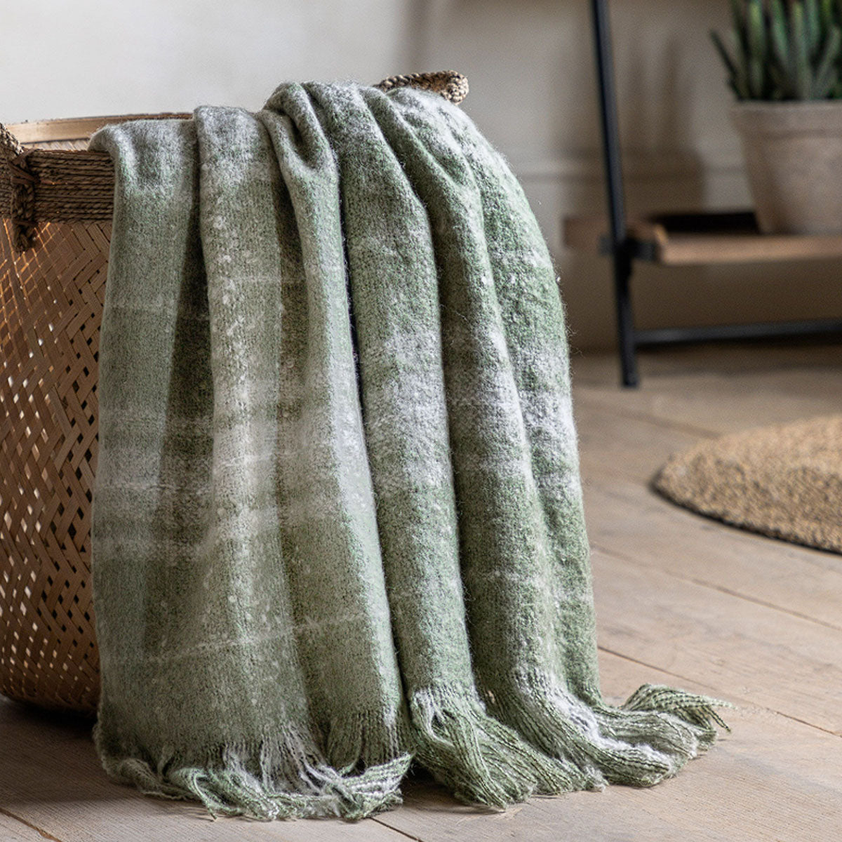 Gallery Direct Check Faux Mohair Throw