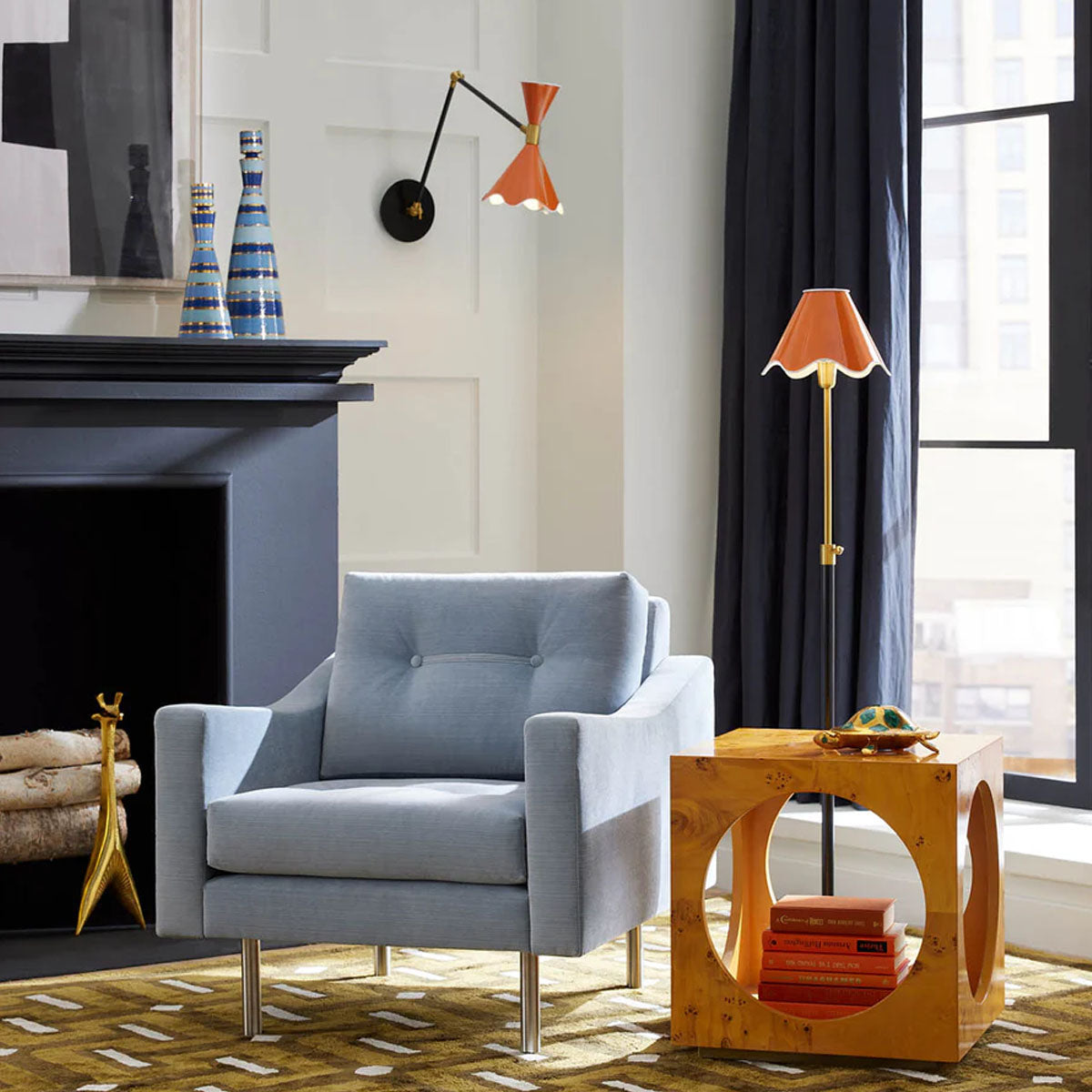 Jonathan Adler Bond Cube Accent Table - Burled Mappa