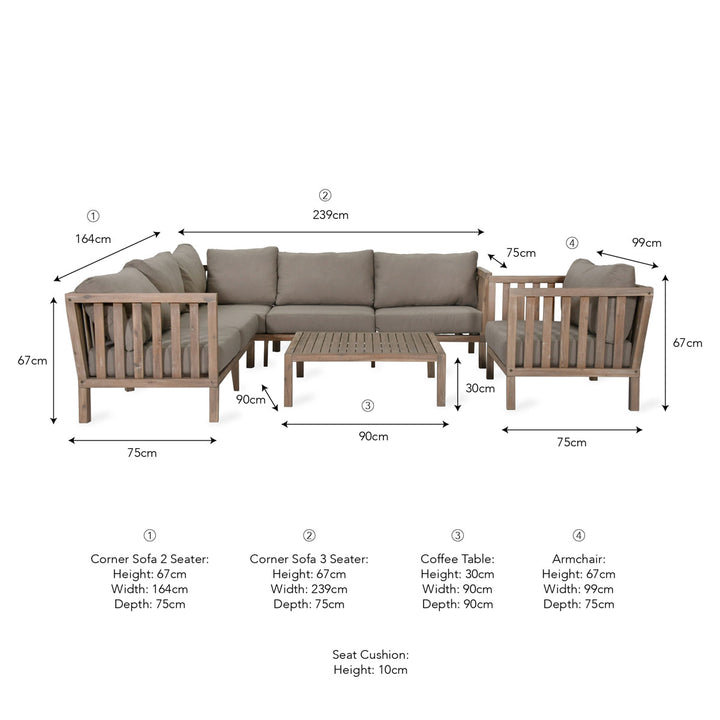 Garden Trading Porthallow Corner Sofa Set Natural