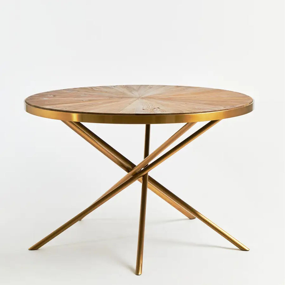 Beaumonde Home Jana Round Fir Wood Dining Table with Splayed Legs