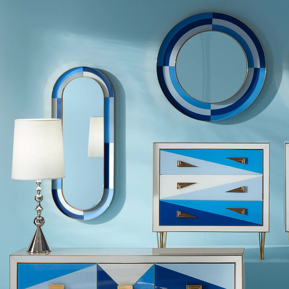 Jonathan Adler Harlequin Round Mirror