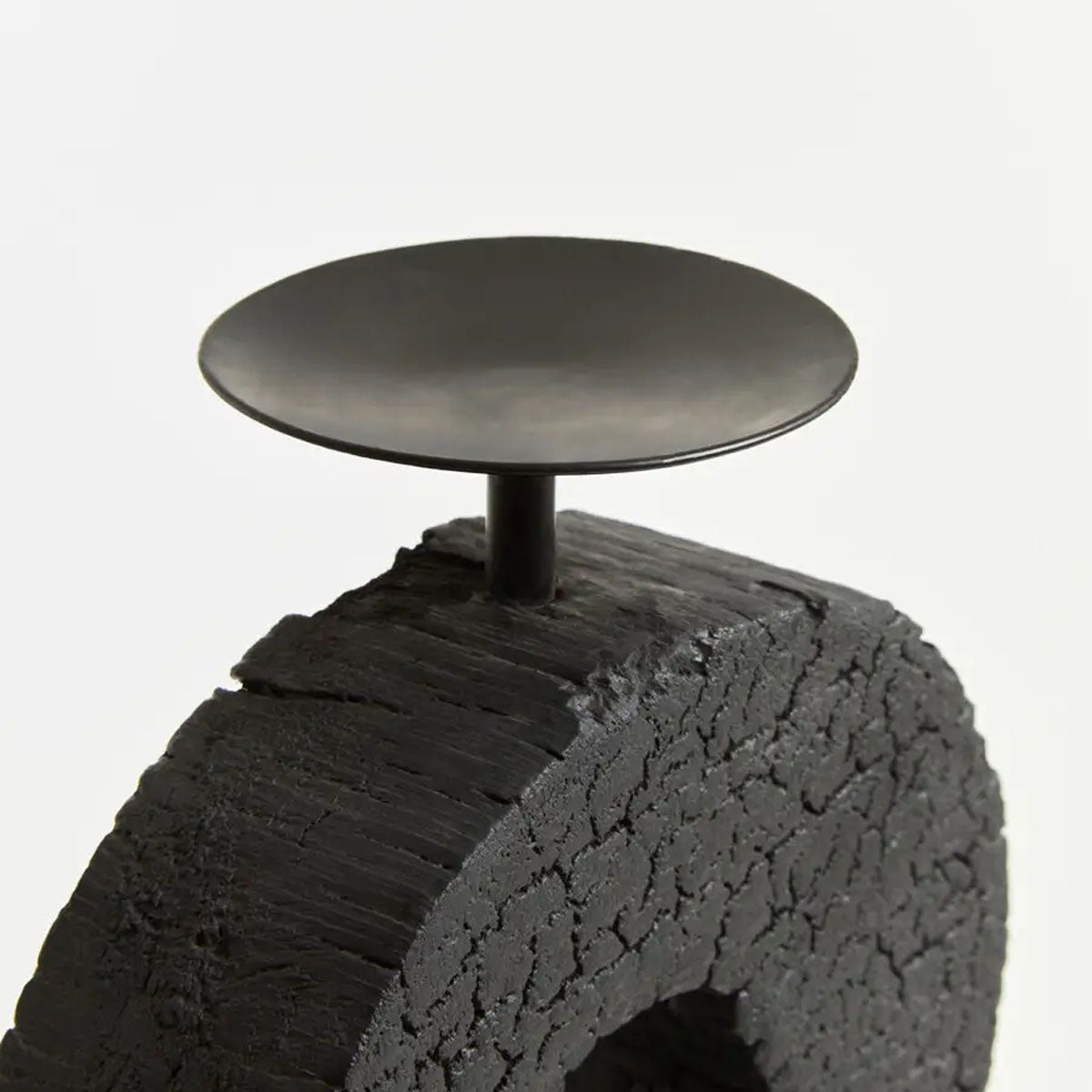Beaumonde Home Fidel Large Charred Black Mango Wood Log Candle Holder