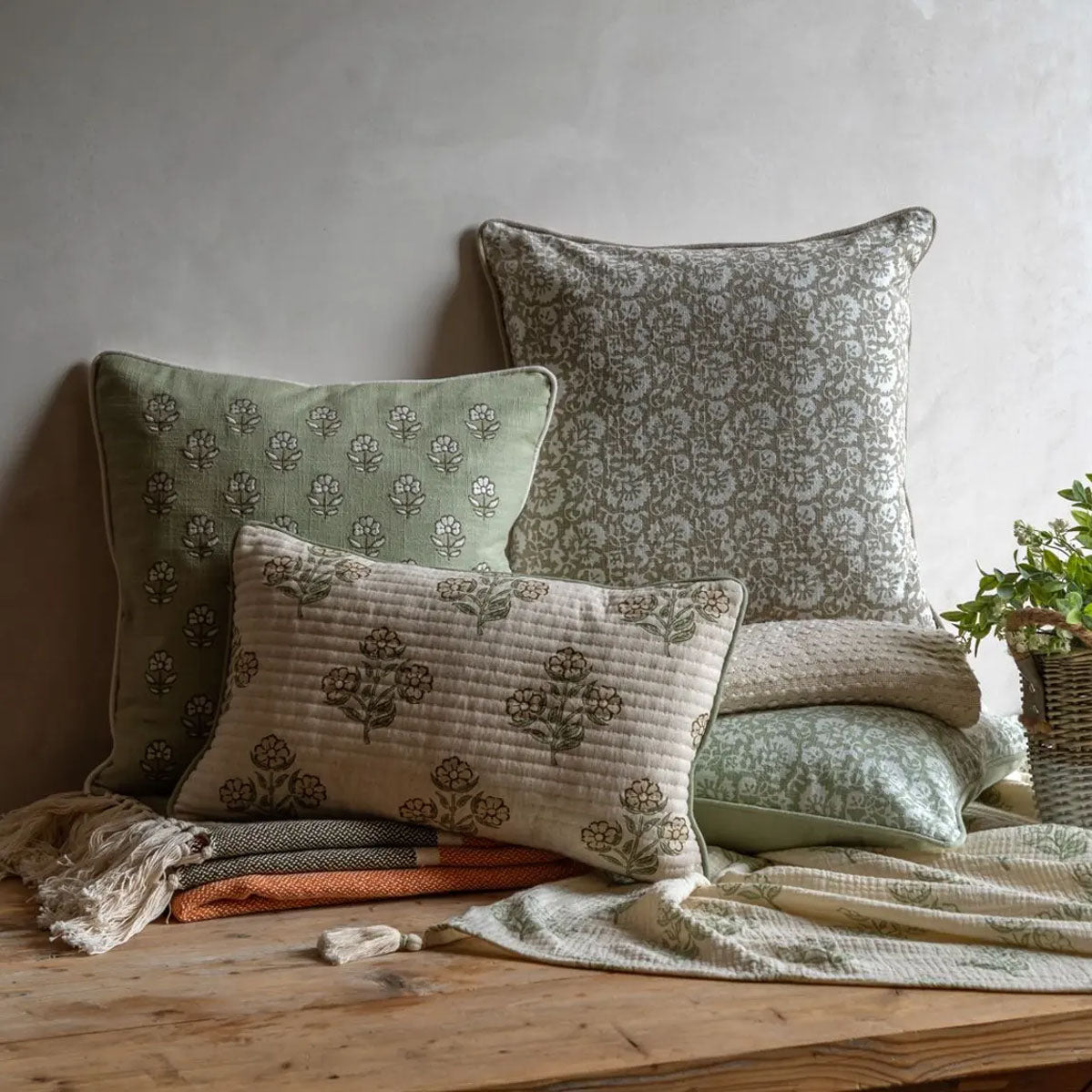 Gallery Direct Ilkley Embroider Floral Cushion Sage