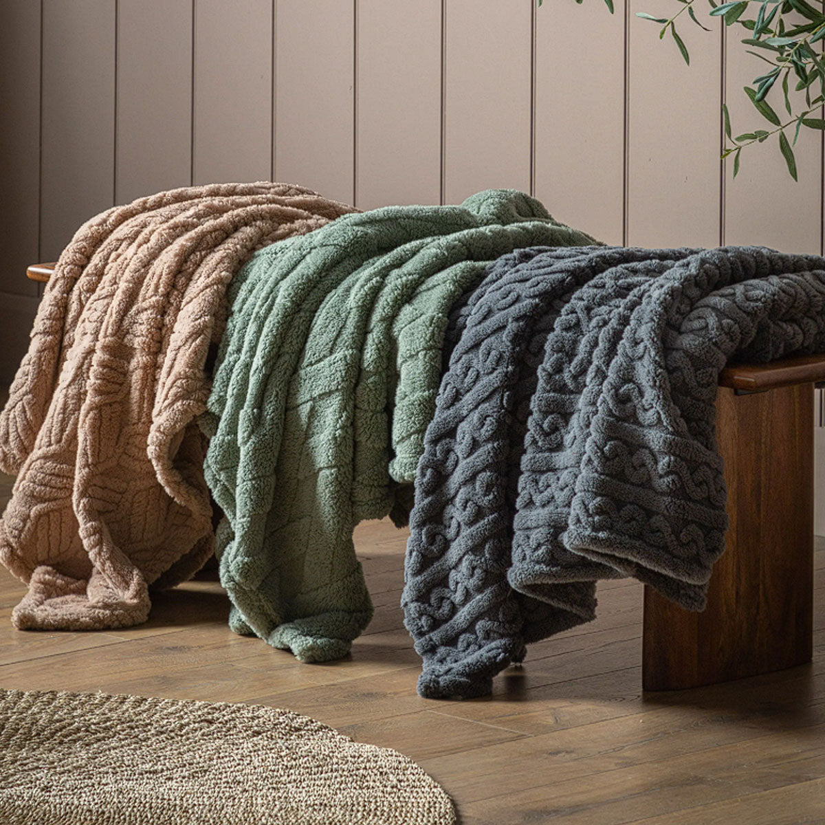 Gallery Direct Textures Cross Knit Aspen Green 130x170cm
