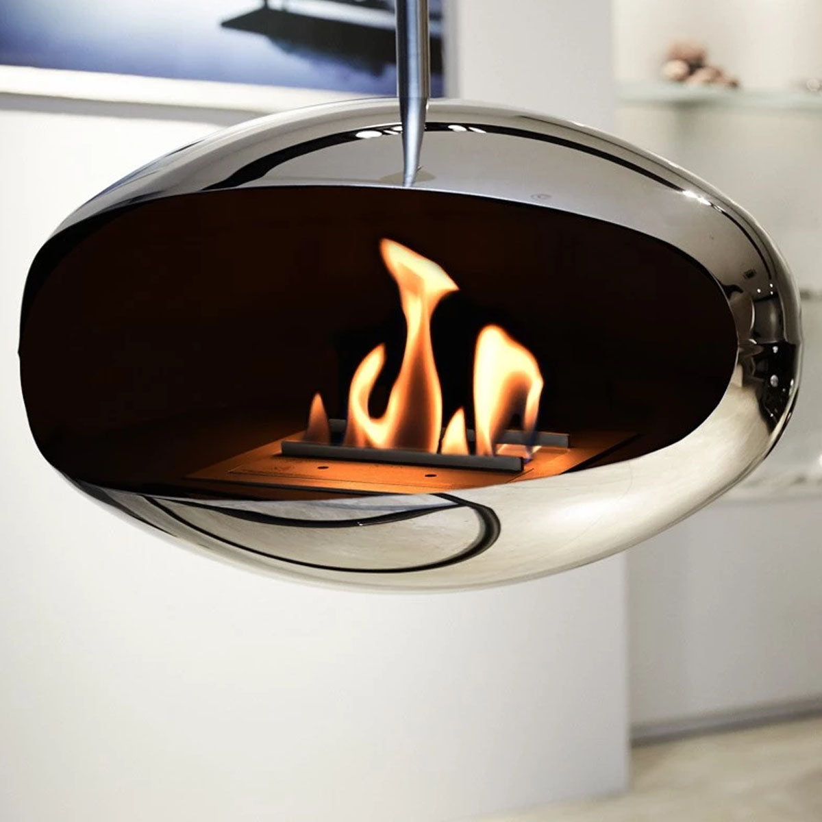 Cocoon Fires Aeris - Polished Steel with a Steel Pole