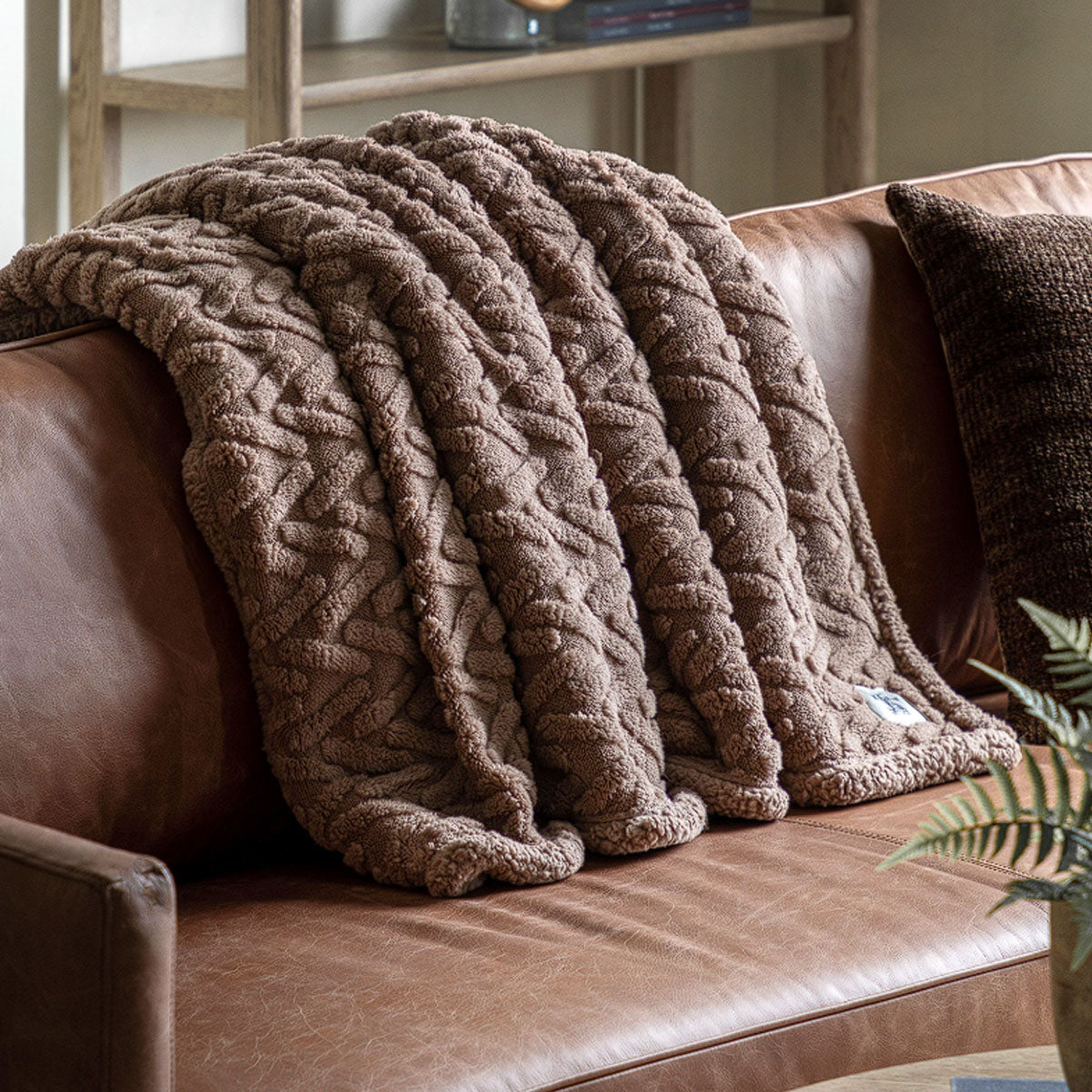 Gallery Direct Herringbone Sherpa Throw