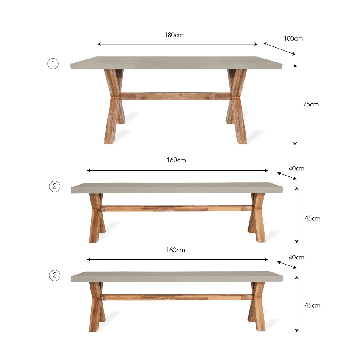 Garden Trading Burford Table & Bench Set Small Natural