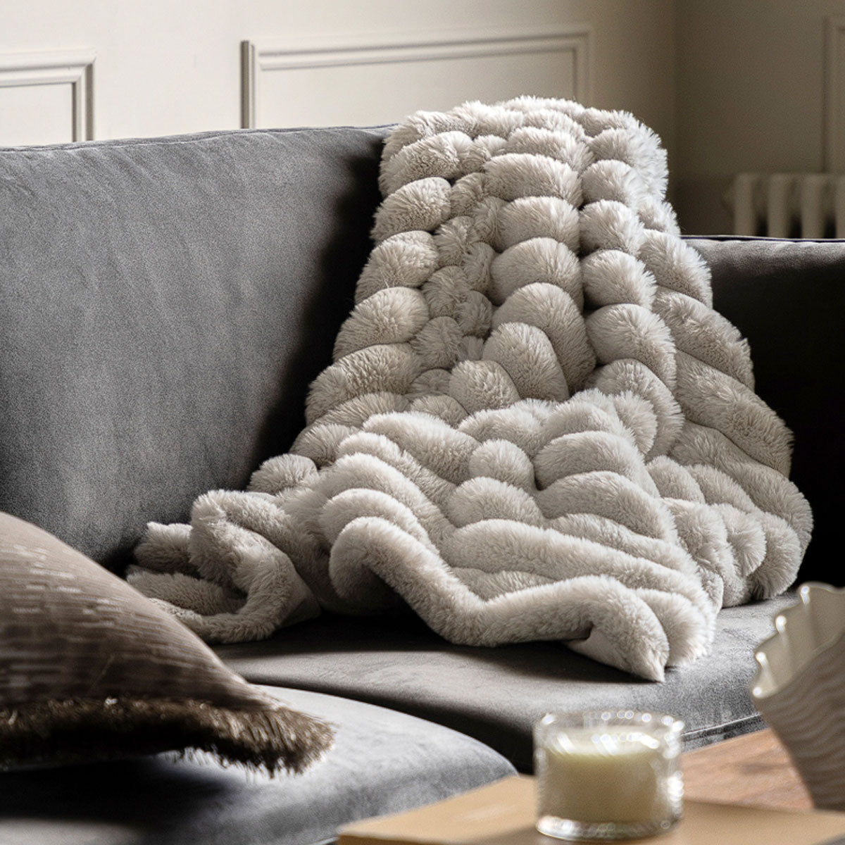 Gallery Direct Ribbed Faux Fur Throw