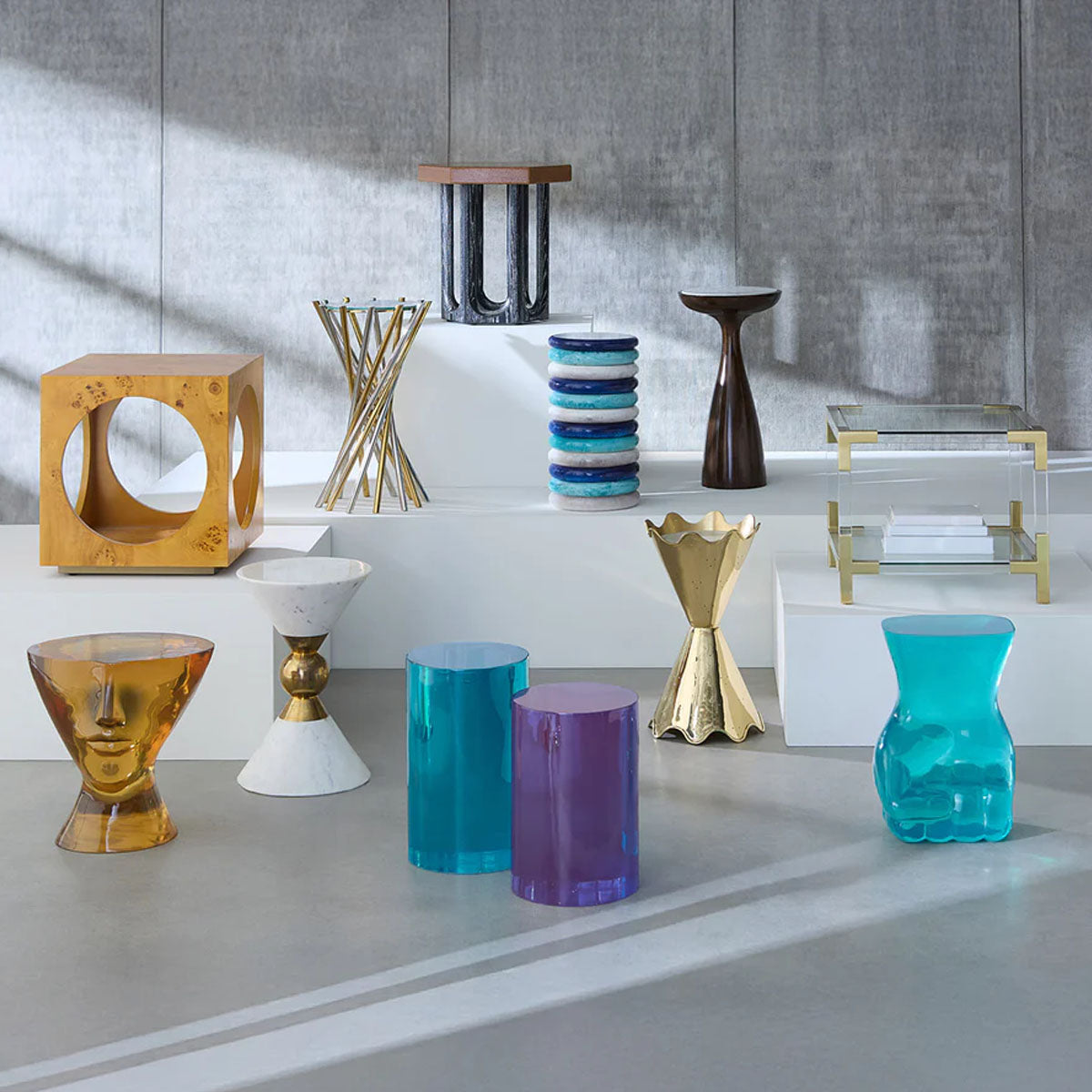Jonathan Adler Bond Cube Accent Table - Burled Mappa