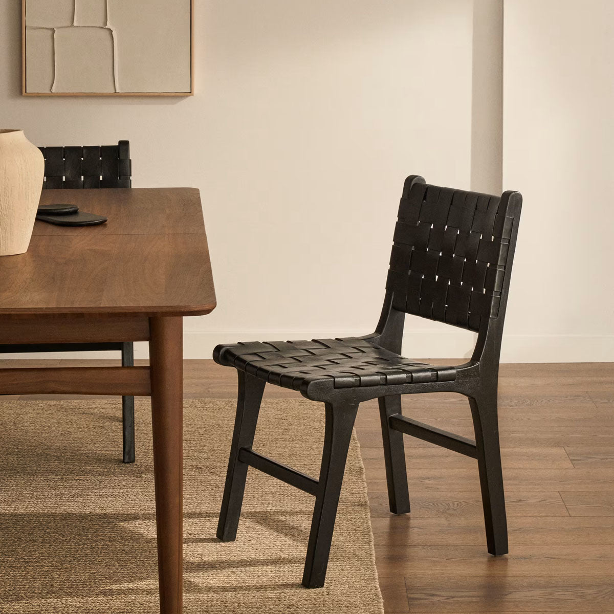 Kave Home Calixta Chair in Leather and Solid Teak