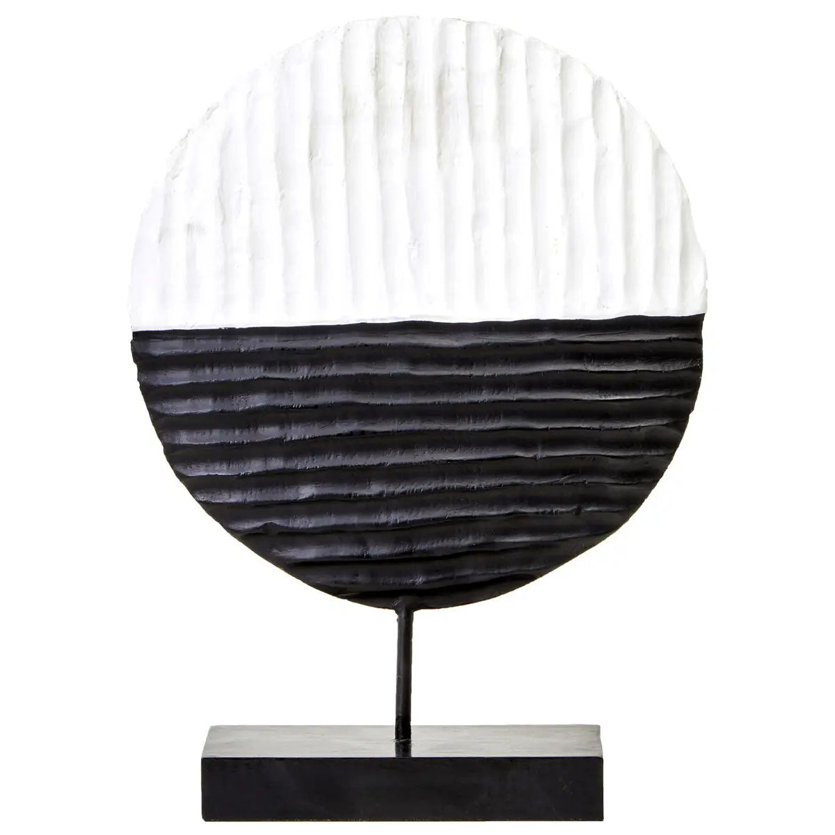 Beaumonde Home Fidel Black and White Mango Wood Round Sculpture