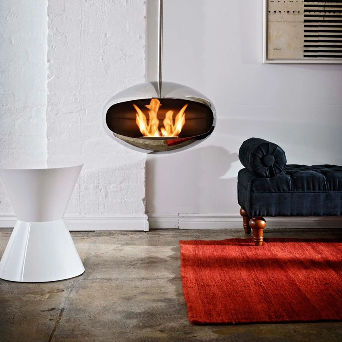 Cocoon Fires Aeris - Polished Steel with a Steel Pole