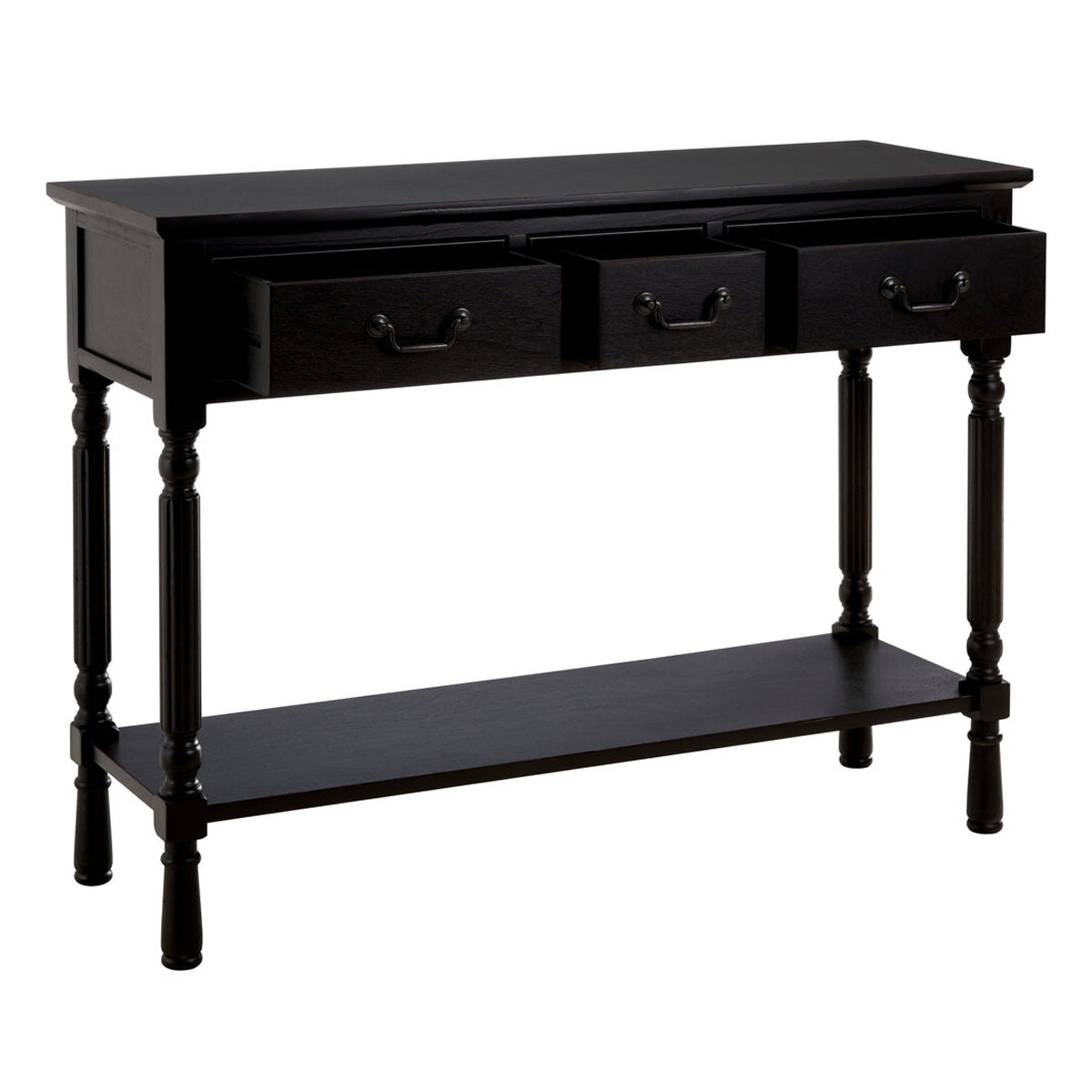 Beaumonde Home Heritage Three Drawer Vintage Black Console Table