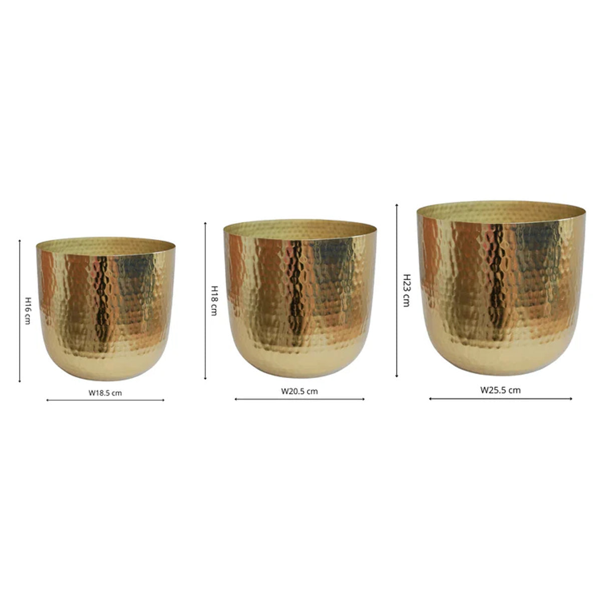 Ivyline Felix Hammered Metal Planter Set of 3