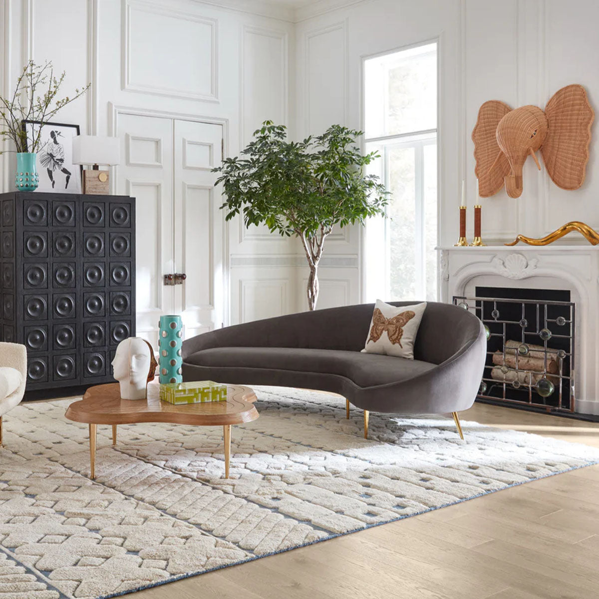 Jonathan Adler Ether Curved Sofa - Bergamo Graphite