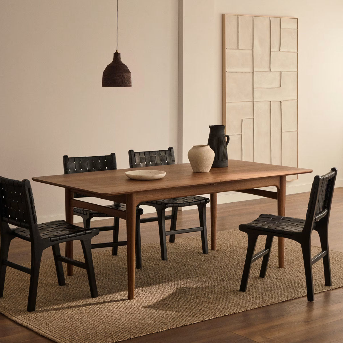 Kave Home Calixta Chair in Leather and Solid Teak