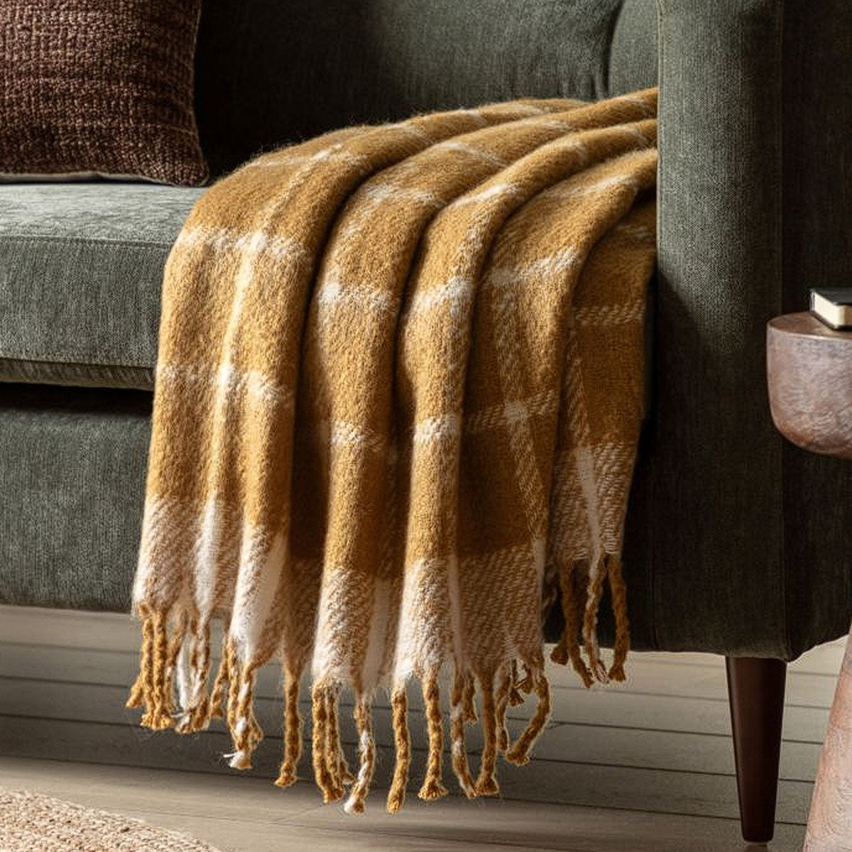 Gallery Direct Poly Faux Mohair Check Throw
