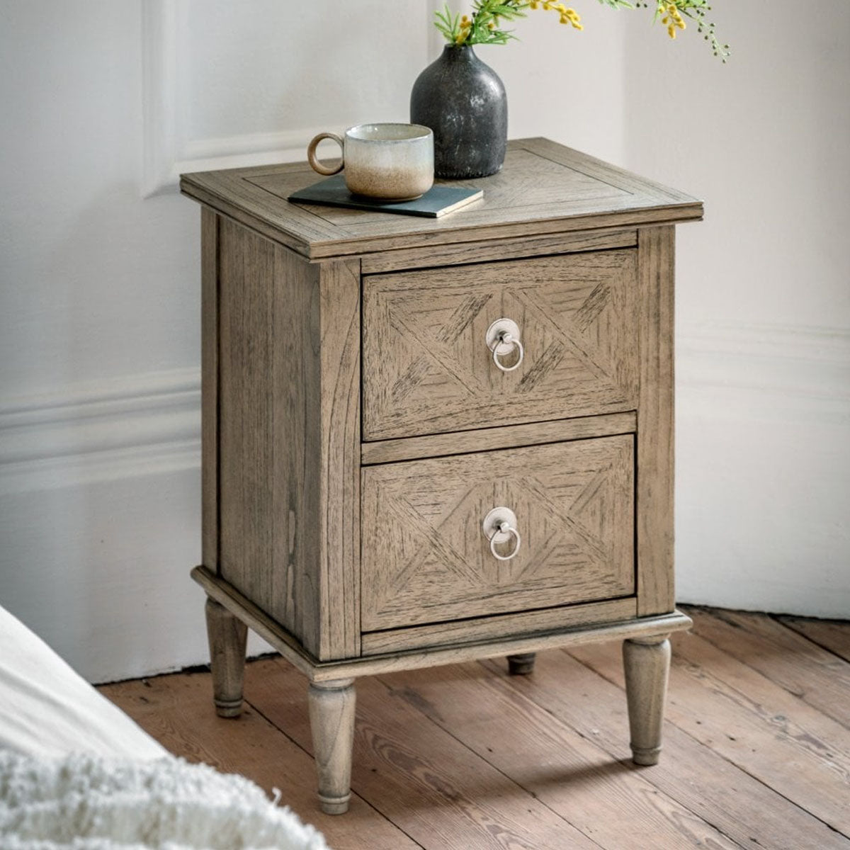 Gallery Direct Mustique 2 Drawer Bedside Table 500x400x665mm