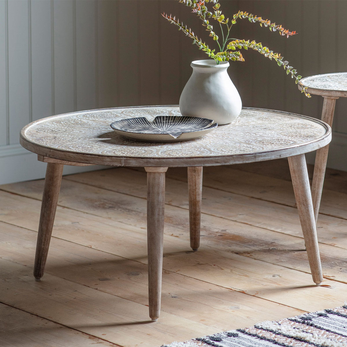 Gallery Direct Agra Coffee Table Natural White 910x910x460mm