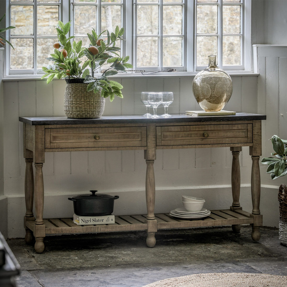 Gallery Direct Vancouver 2 Drawer Console 1650x450x840mm