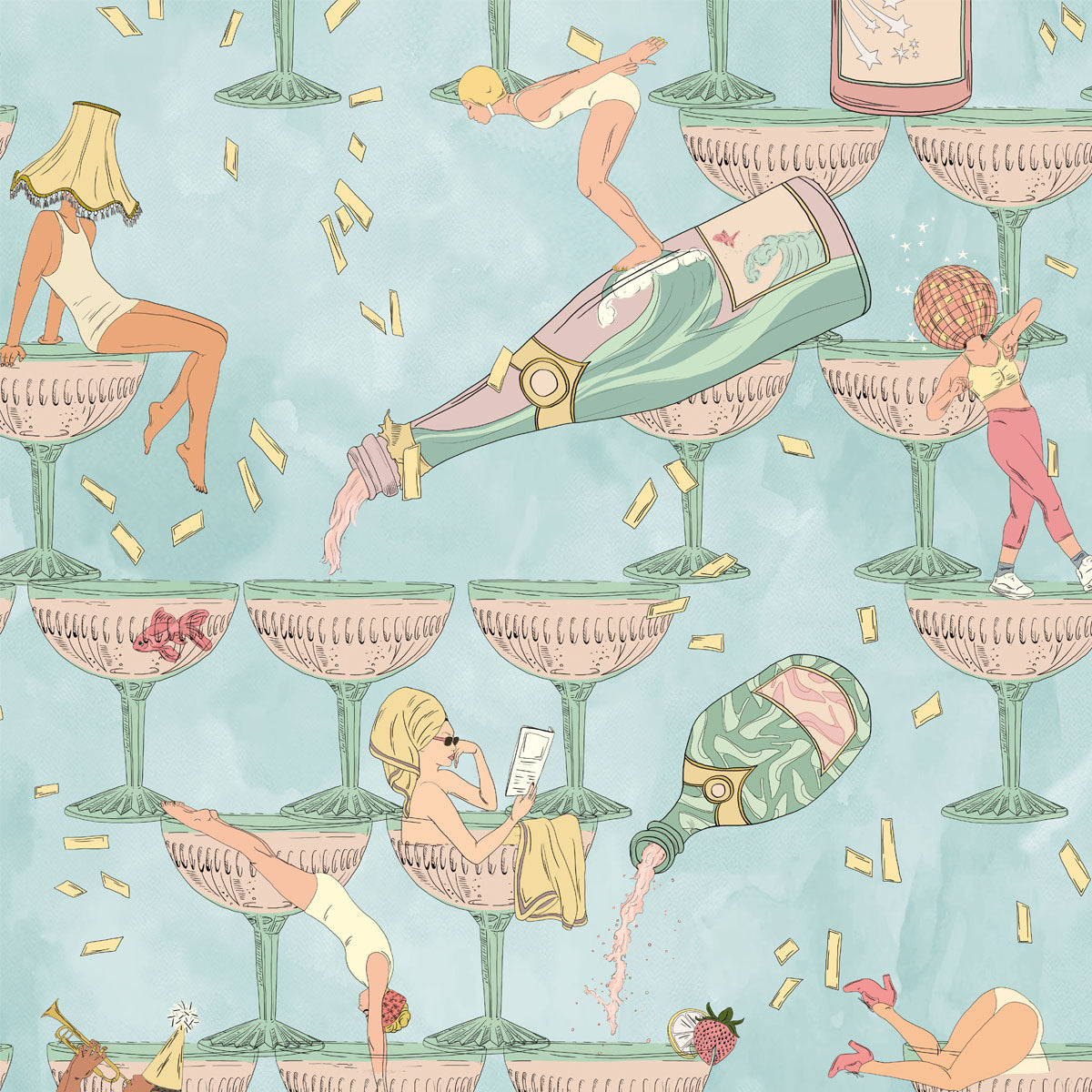 Brand McKenzie The Grand Pour Wallpaper - Aqua Miami