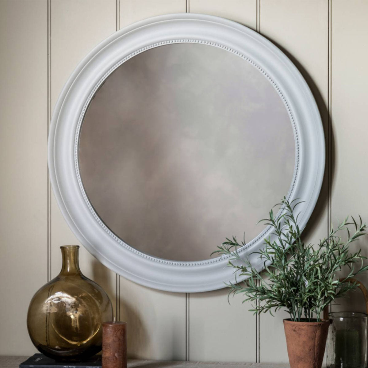 Gallery Direct Sherwood Round Mirror Stone 800mm