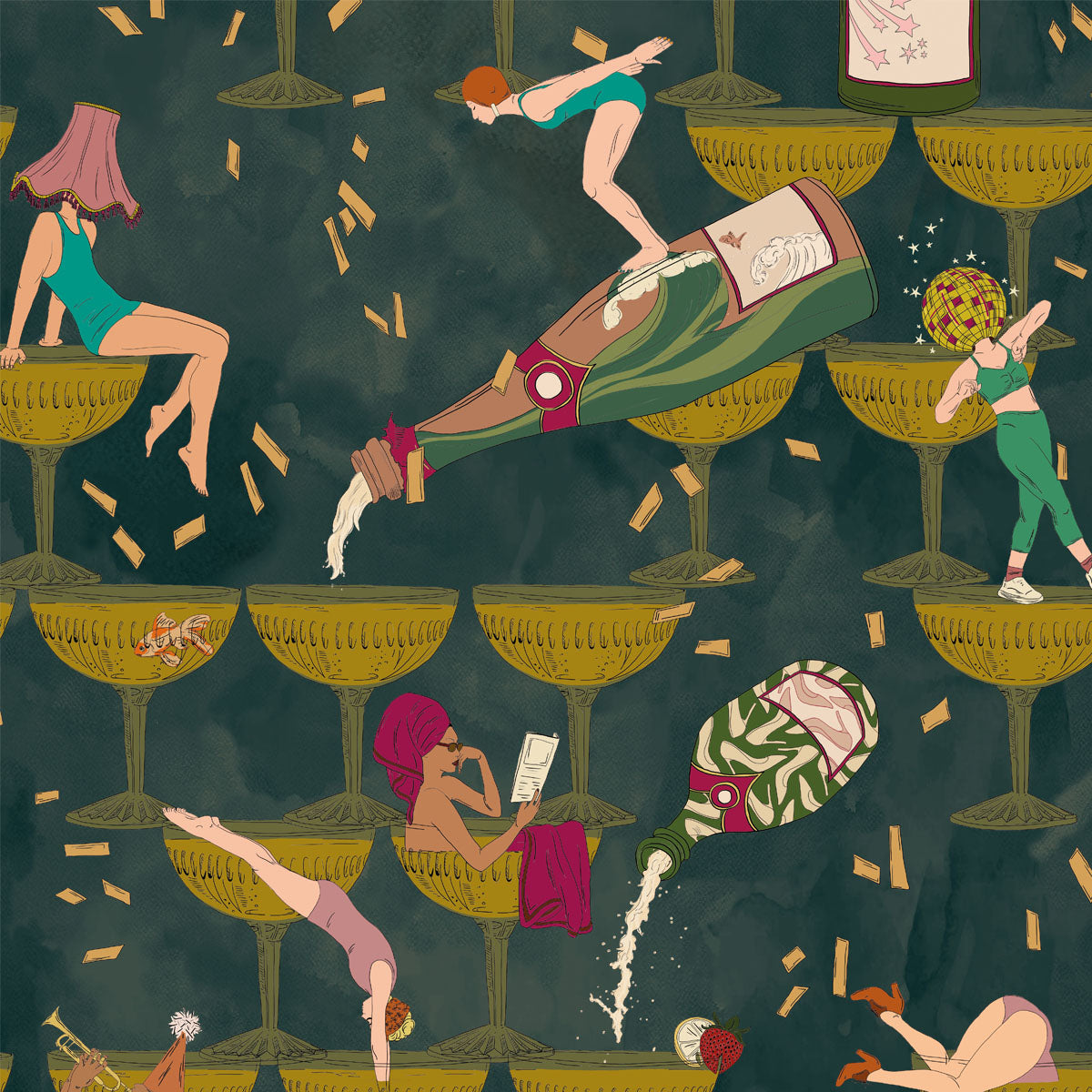 Brand McKenzie The Grand Pour Wallpaper - Dirty Olive