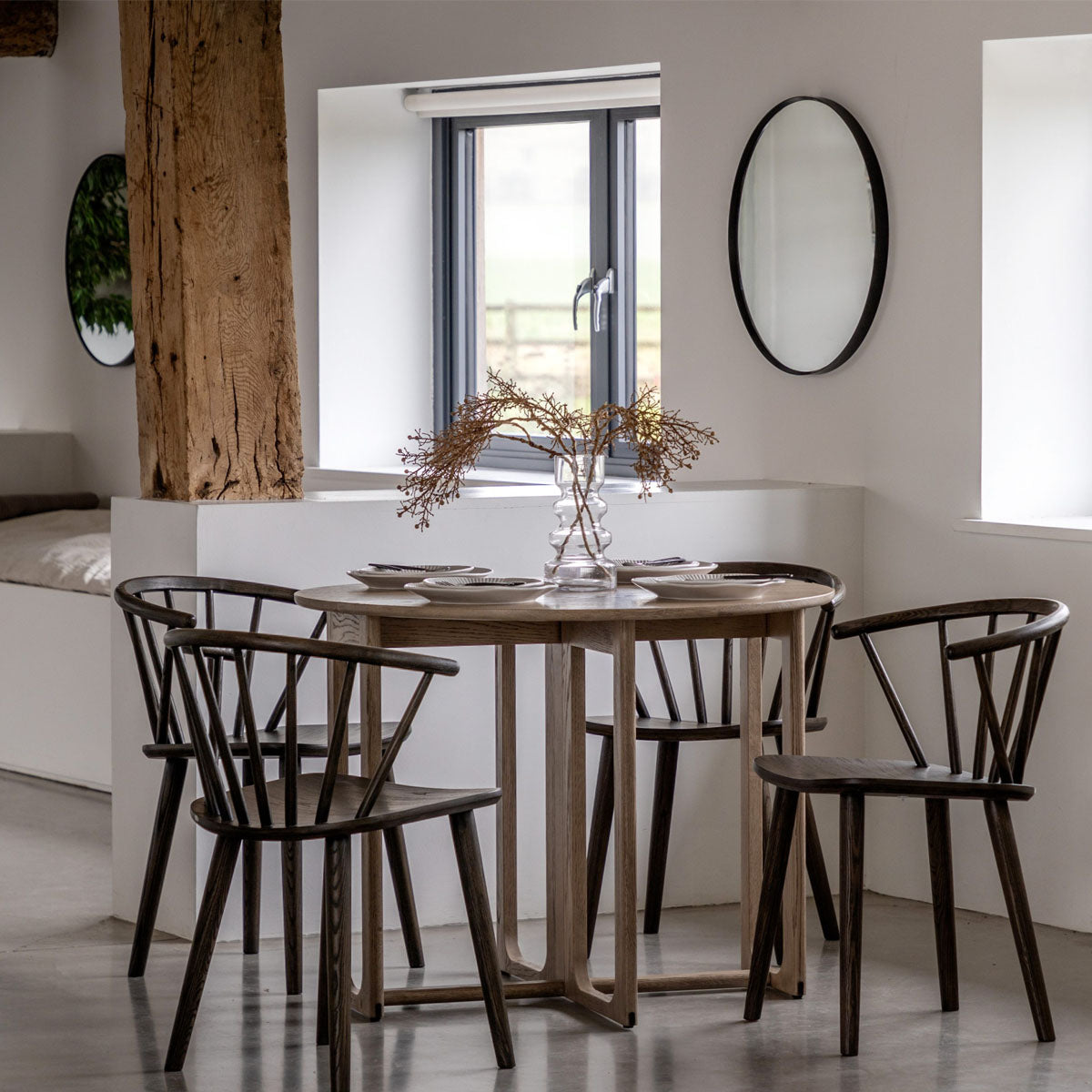 Gallery Direct Craft Folding Dining Table Smoked 1000x1000x750mm
