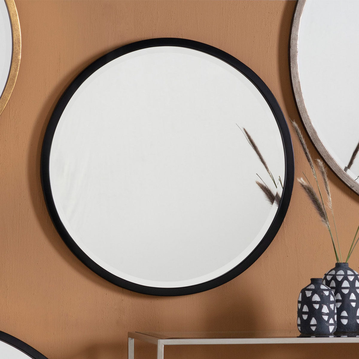 Gallery Direct Higgins Round Mirror Black 600x600mm