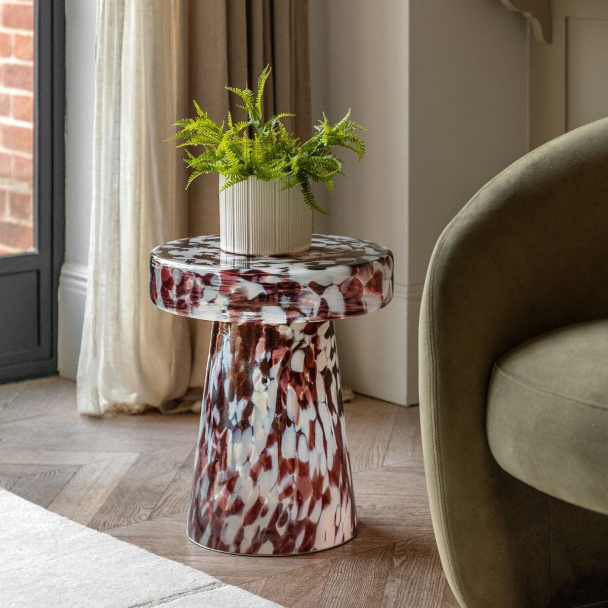 Gallery Direct Murano Side Table Leopard 395x395x465mm