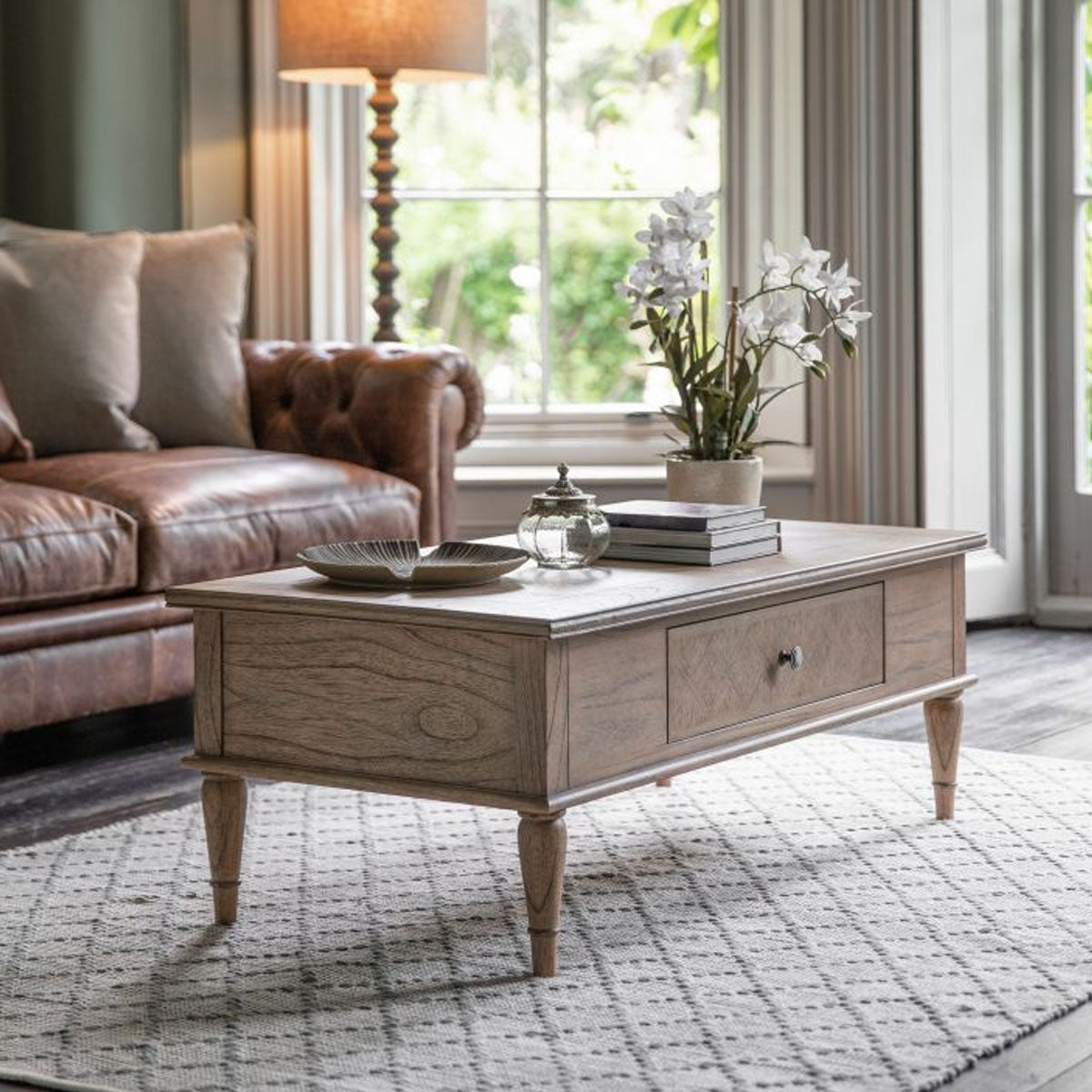 Gallery Direct Mustique Push Drawer Coffee Table 1200x600x435mm