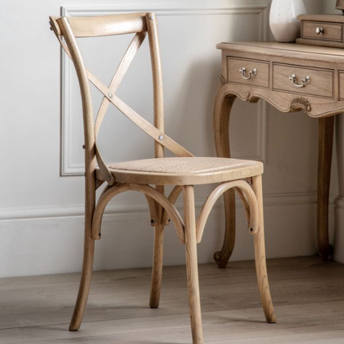 Gallery Direct Cafe Chair Oak/Rattan (2pk)