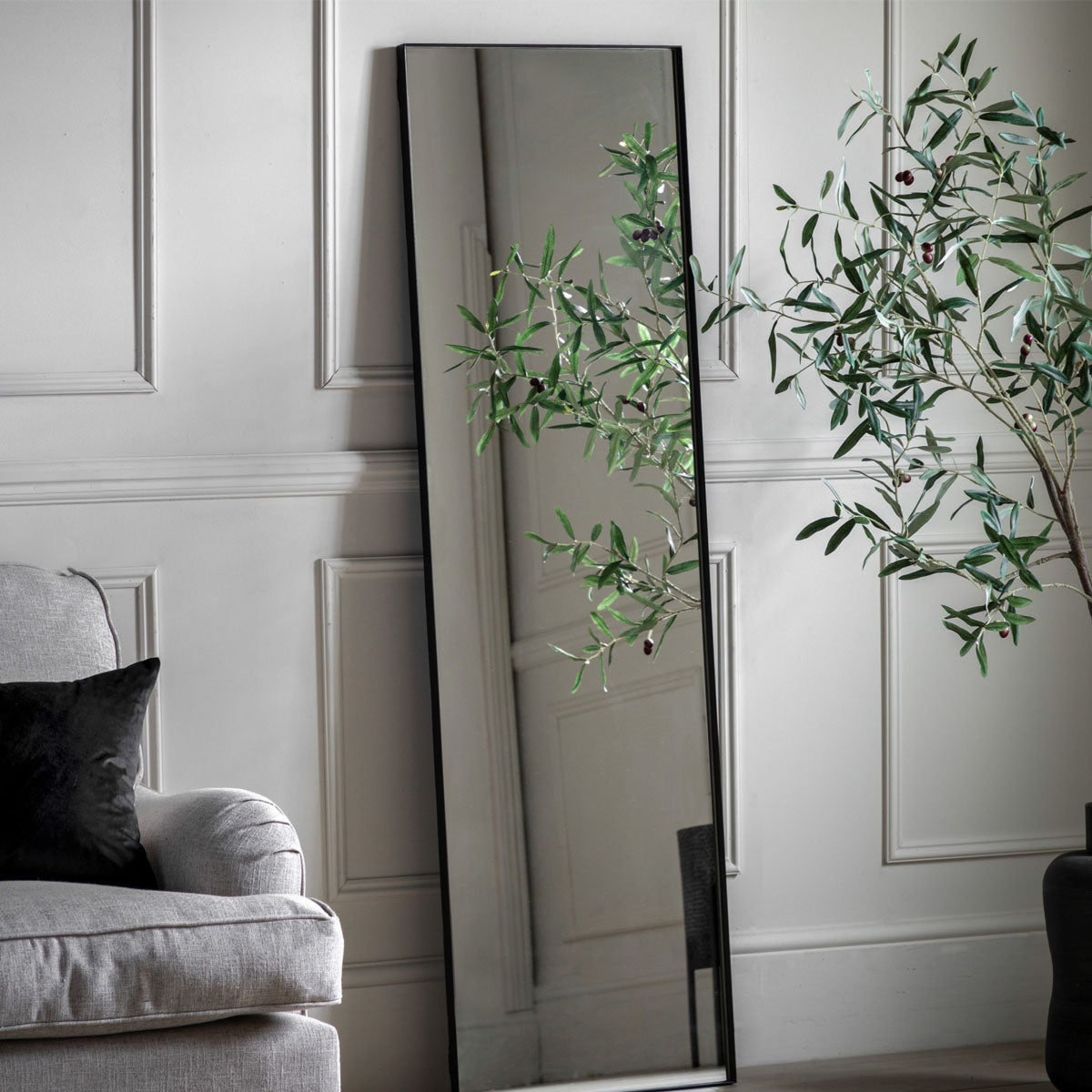 Gallery Direct Hurston Leaner Mirror Black 500x1700mm