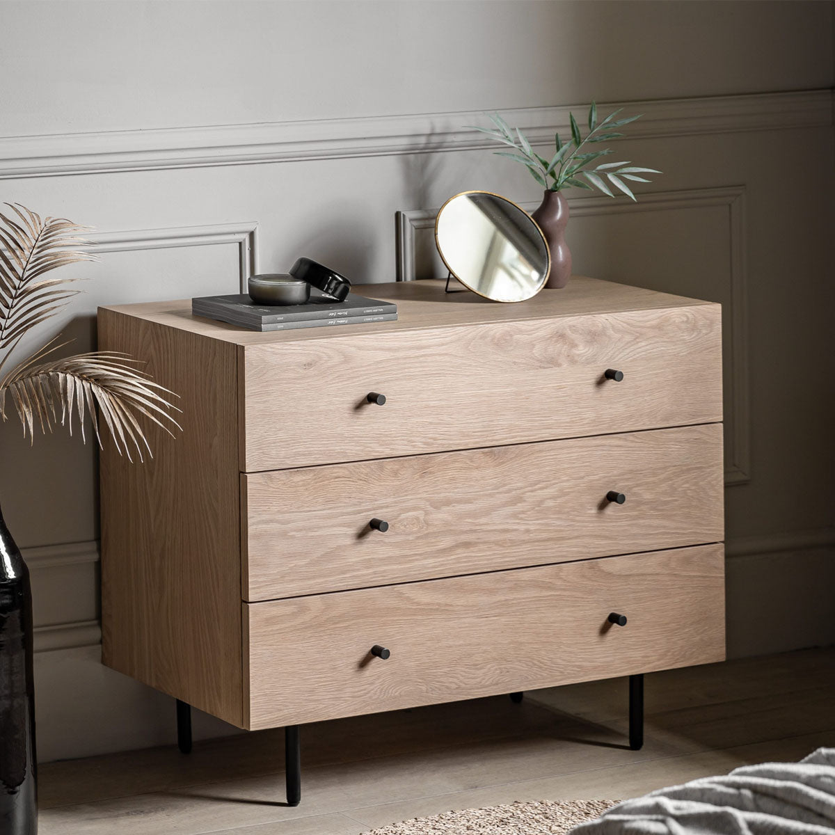 Gallery Direct Ashdown 3 Drawer Chest Natural 900x400x750mm