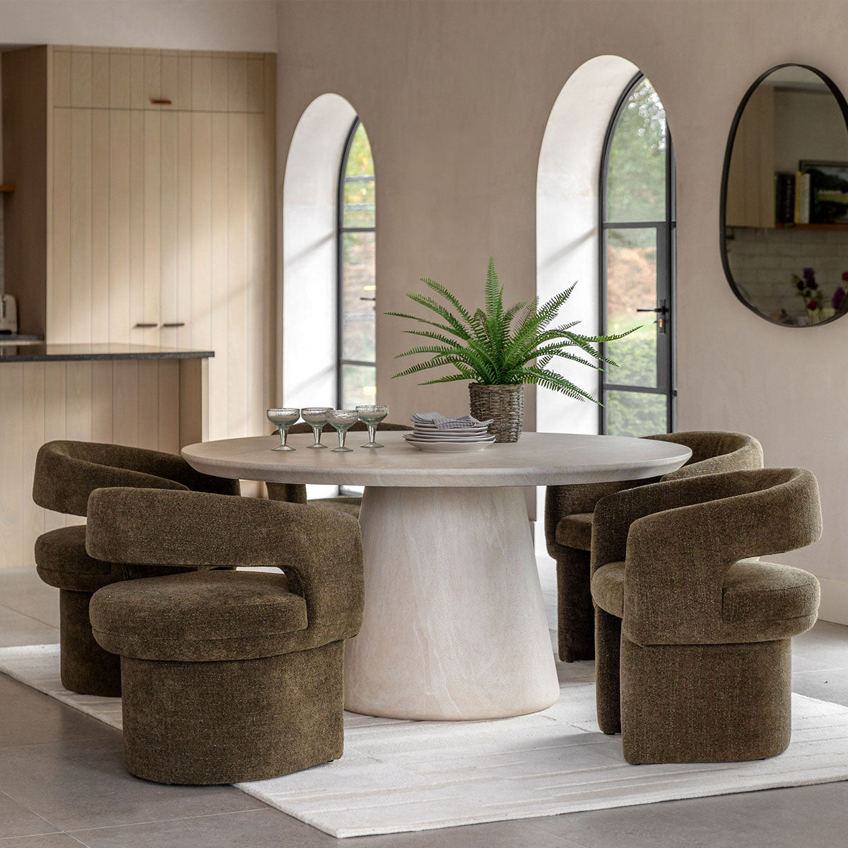 Gallery Direct Pedra Round Dining Table Travertine 1520x1520x760mm