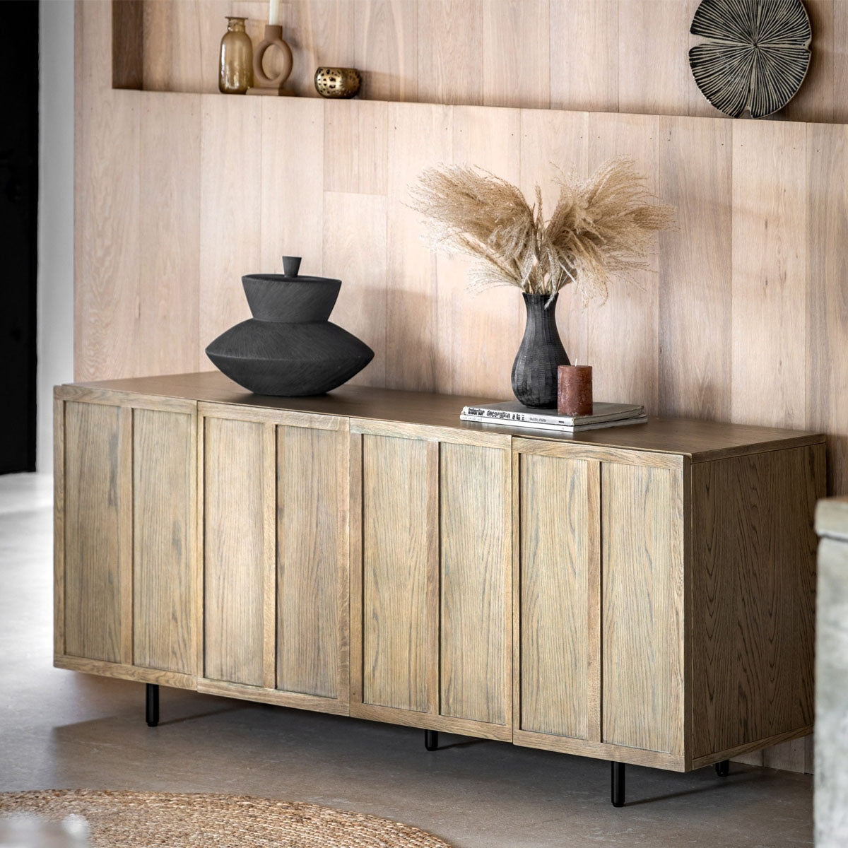 Gallery Direct Panelled 4 Door Sideboard 1664x450x700mm