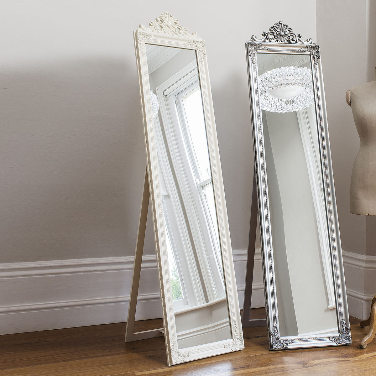 Gallery Direct Lambeth Wood Cheval Mirror White 1790x455mm