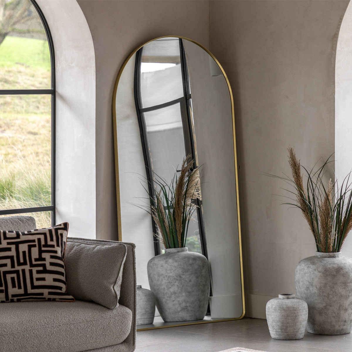 Gallery Direct Holworth Arch Mirror Gold 600x35x900mm