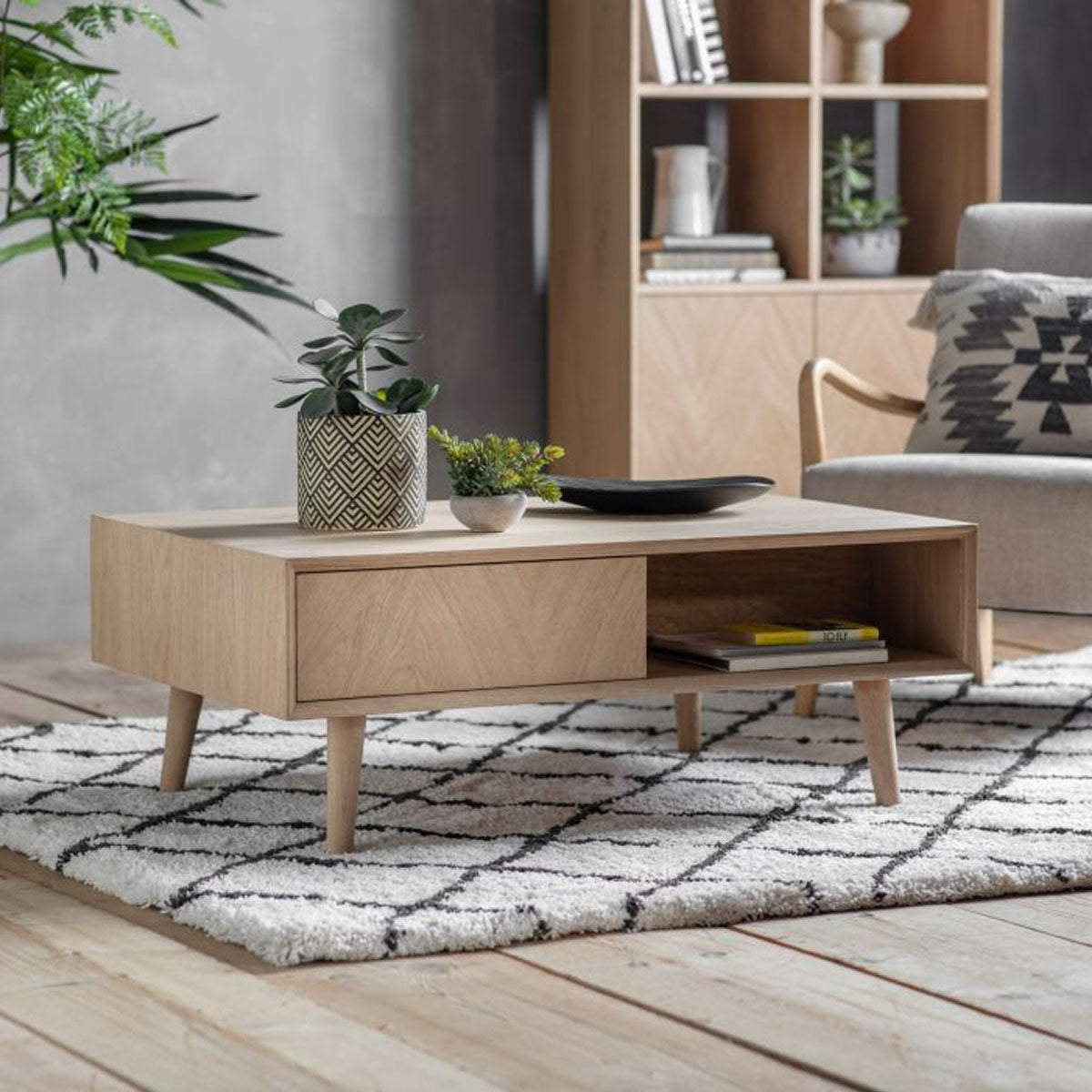 Gallery Direct Milano 2 Drawer Coffee Table 1000x650x398mm