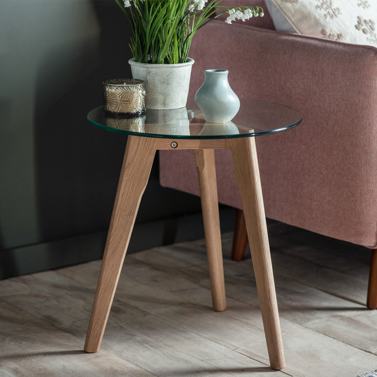 Gallery Direct Blair Round Side Table Oak 450x450x500mm