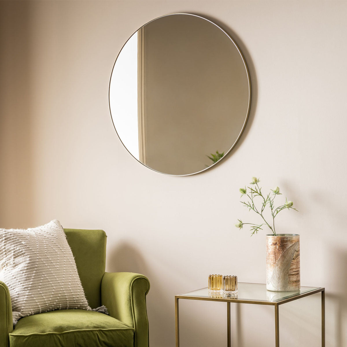 Gallery Direct Bowie Round Mirror Champagne 800x800mm